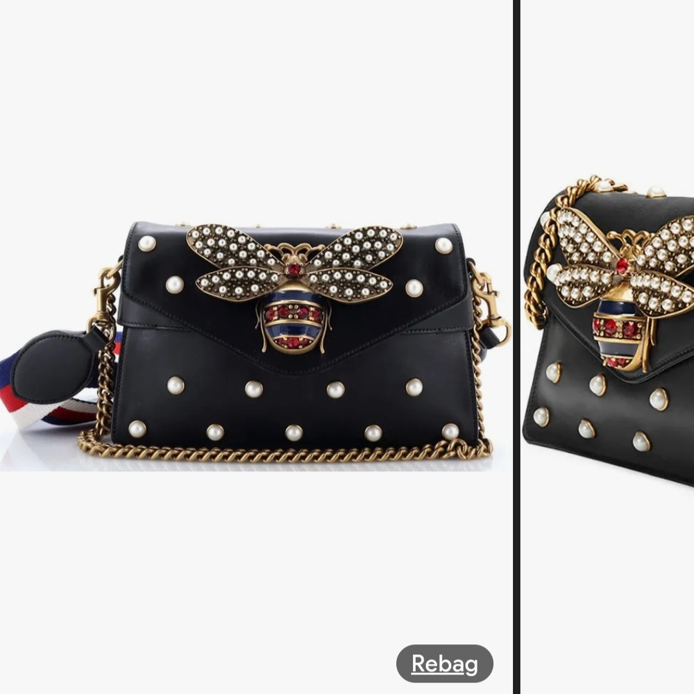 Black Designer Shoulder Bag with Gold Accents
